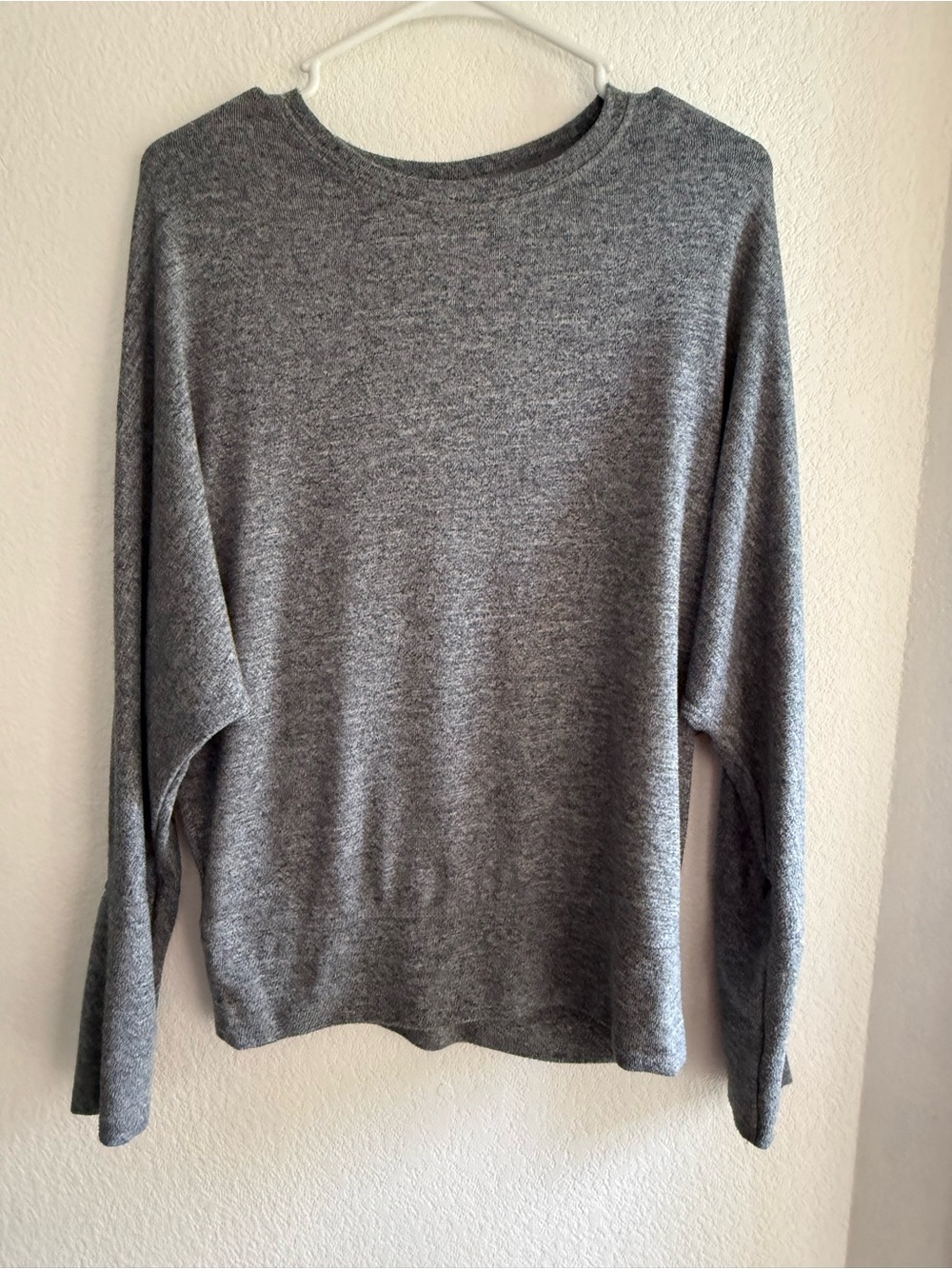 Mono B Faux Cashmere Heather Gray Scoop Neck Lightweight Sweater